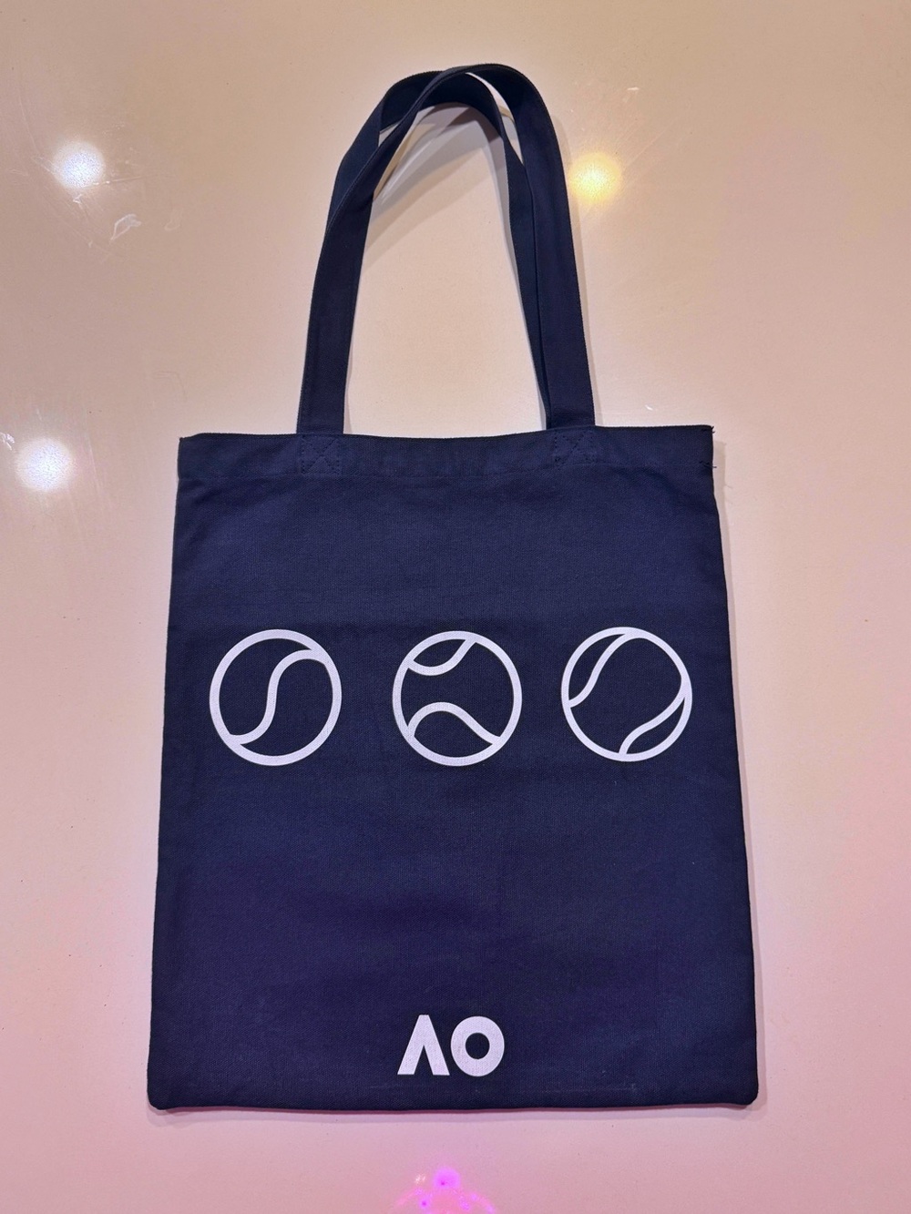 AO Australian Open 2026 Navy Canvas Tote Bag Modern Tennis Logo Outline